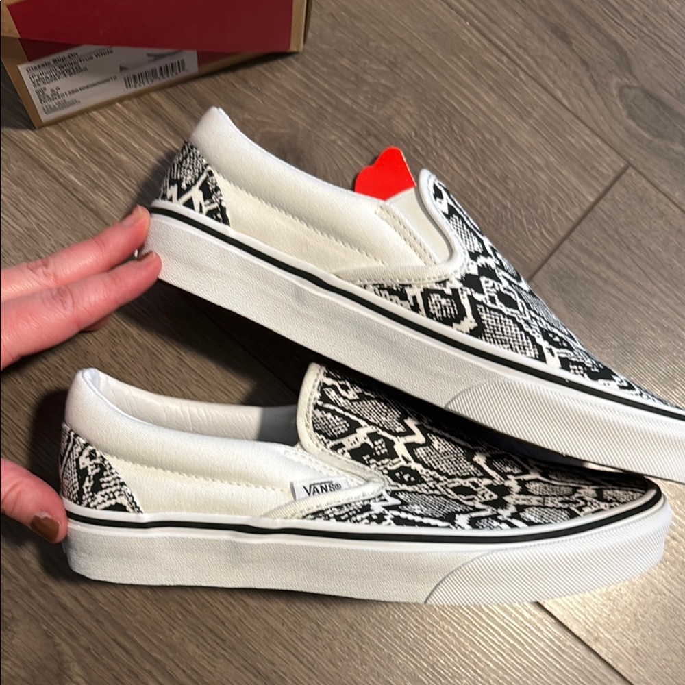 Vans Black and White Slip-On Sneakers - Picture 5 of 9
